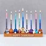 Menorah "Sports", Hand-Painted Resin, 12" x 3"