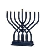 Modern LED Menorah with UL Adapter, Navy, 9.5" x 9.5"