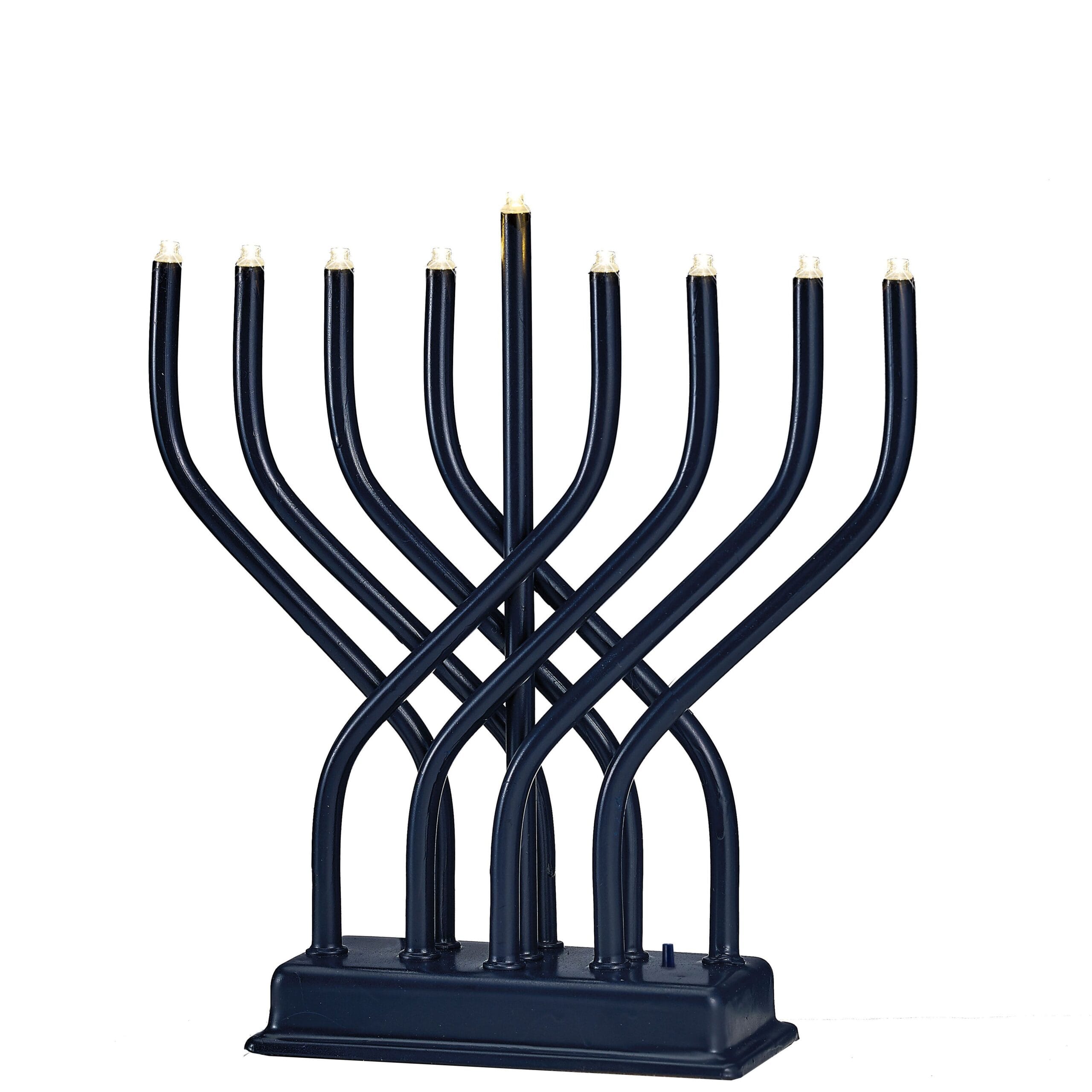 0fe708f456b94dd5b0e293d04b128510.jpg Modern LED Menorah with UL Adapter, Navy, 9.5" x 9.5" - Image 1