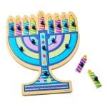 Menorah-Shaped Puzzle, Wood, 15 Pieces, 11.5" x 9"