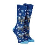 Chanukah Slipper Socks, Menorahs, Poly, Adult
