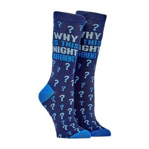 Passover Socks “Why Is This Night Different?”, Cotton Blend – Rite Lite