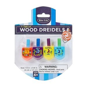 The Dreidel Game, Painted Wood, Small, 1.5″, Pack of 4 – Rite Lite