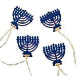 Menorah LED Light String, Blue Metal, 10 pc, Battery Operated