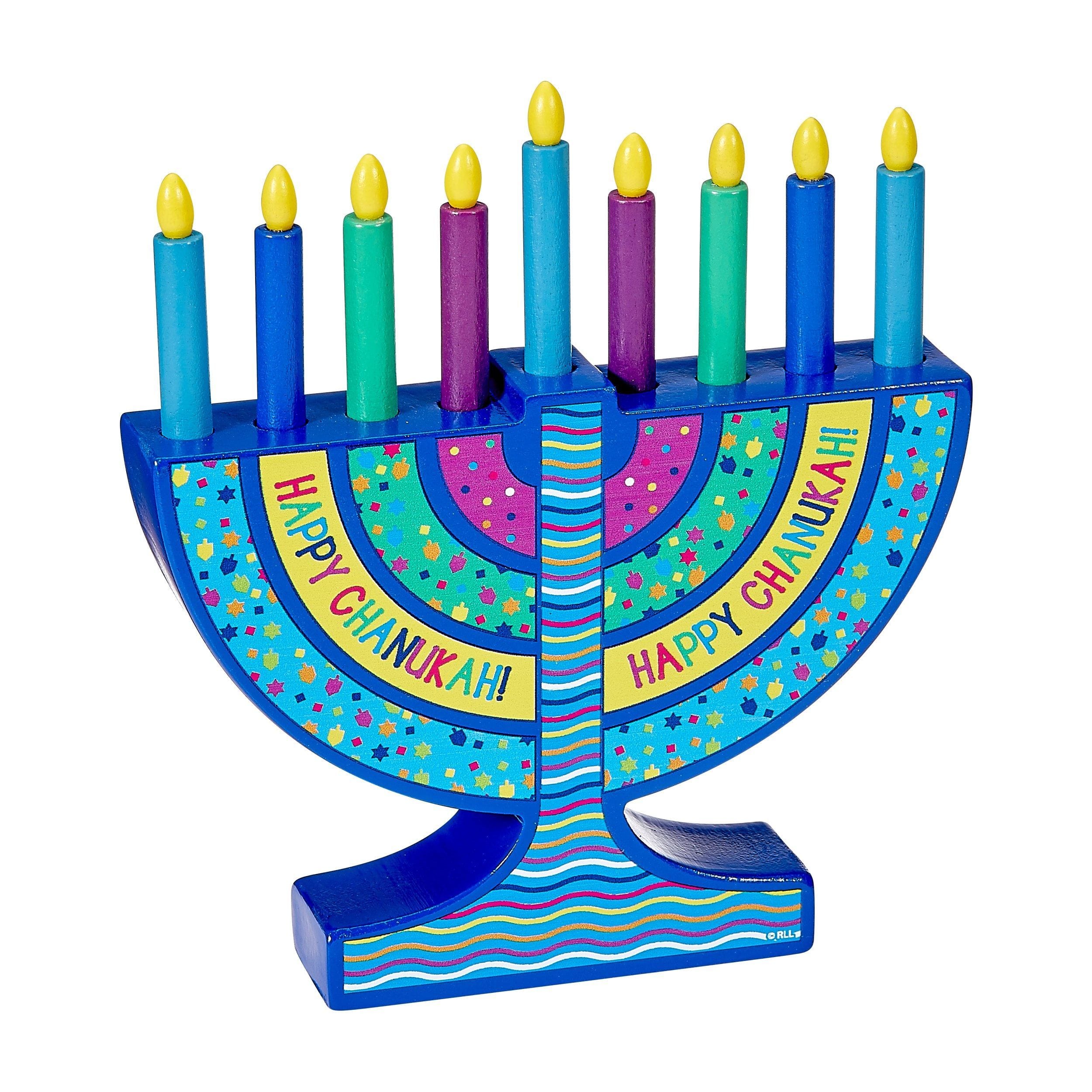 5ffddec5175f4f6dabbcdf4b9c36ce11.jpg My Mini Wood Menorah with Removable Candles, 5" x 5" - Image 1