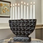 Menorah "Black Geometric", Hand-Painted Ceramic, 6"