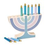 My Mini Wood Menorah with Wood Candles, Simplicity, Pastel