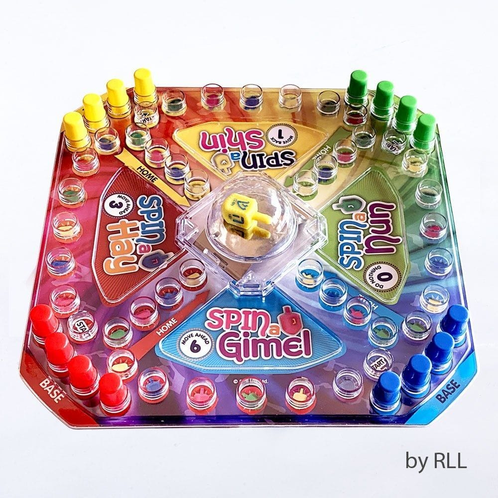 64f8e082168947758cfdf93b4ff67e39.jpg Chanukah Pop & Spin Dreidel Race Game, Plastic, 10" x 10" - Image 1
