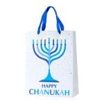 Chanukah Gift Bag, Blue & Gold Foil Accents, 13"