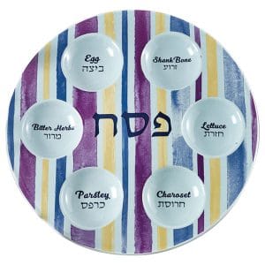 Seder Plate “Joseph’s Coat”, Ceramic, 12″ – Rite Lite