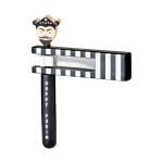 Purim Gragger “Haman”, Wood, Black and White, 6.5″ – Rite Lite