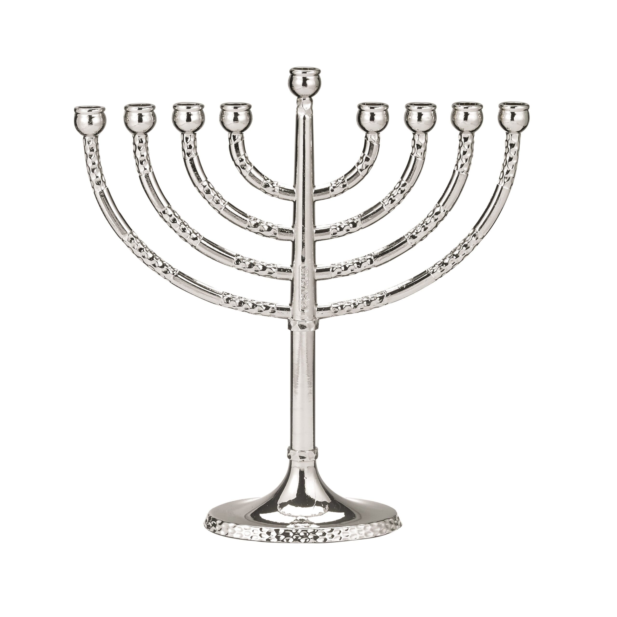 a37eb7797fa34baebf206c94422fe5de.jpg Classic Elegance Menorah, Plated Aluminium, 7" x 8" - Image 1