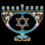 Menorah, jeweled, star, 6.5"