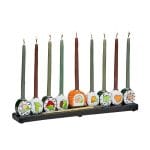 Menorah "Sushi", Hand-Painted Resin, 12" x 2.5"
