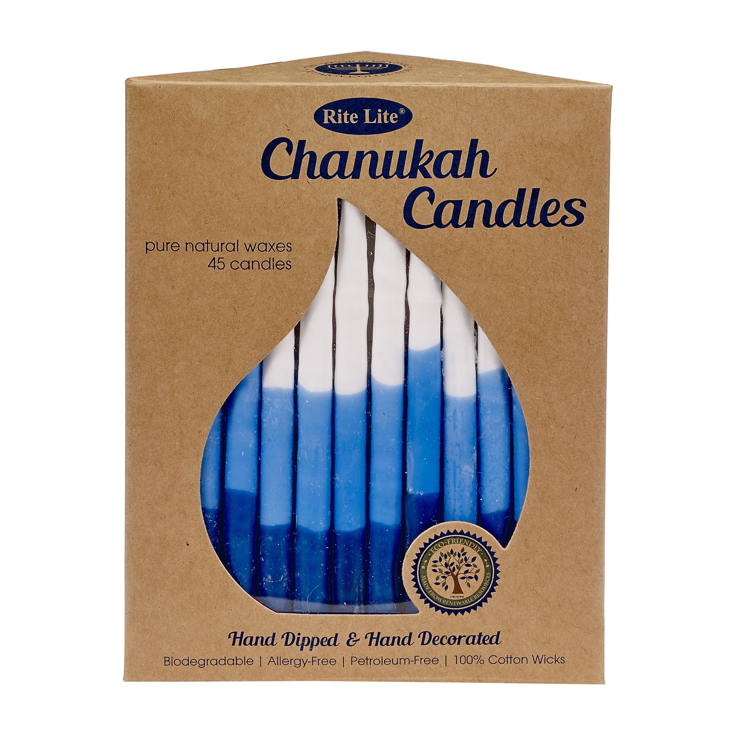 cd750ceffc5c433d9e2f614361037595.jpg Premium Chanukah Candles, Pure Vegetable Wax, Blue & White - Image 1