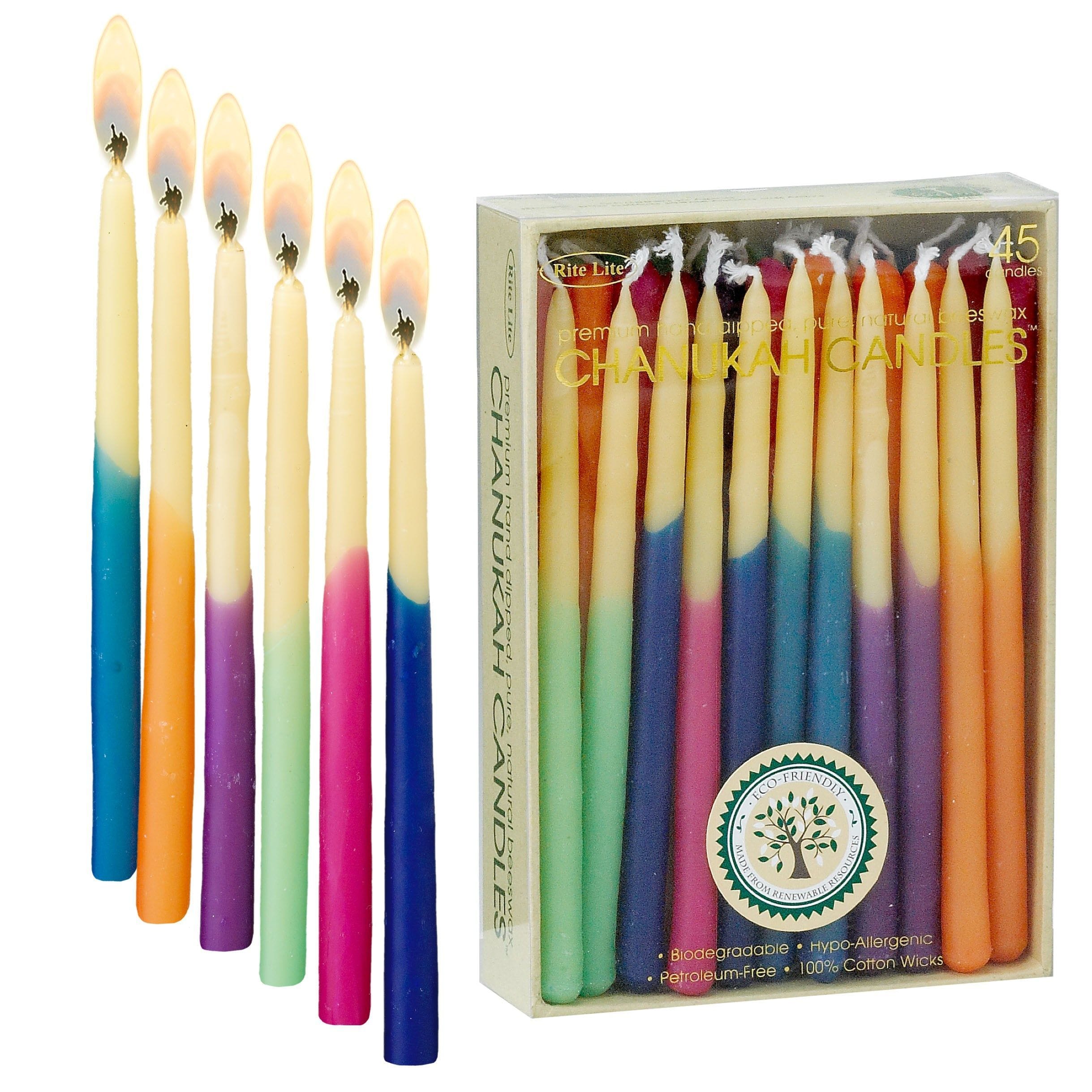 e60ce2149544447e90f57523731e7f31.jpg Beeswax Chanukah Candles, Multicolour - Image 1