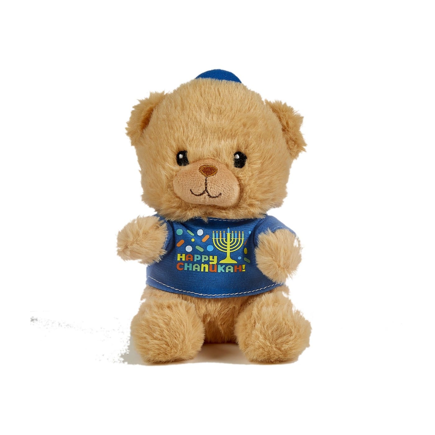 CHANUKAH-TEDDY-BEAR-WTH-CHANUKAH-T-SHIRT-6-ritelite Chanukah Teddy Bear with Chanukah T-Shirt, 6" - Image 1