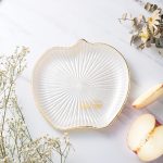 Rosh Hashanah Apple Dish – Rippled Glass with Gold