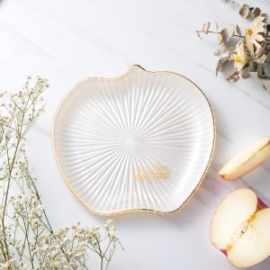 Apple Dish Rippled Glass