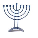 Menorah "Traditional", Steel, Matte Slate Blue, 8" x 9"
