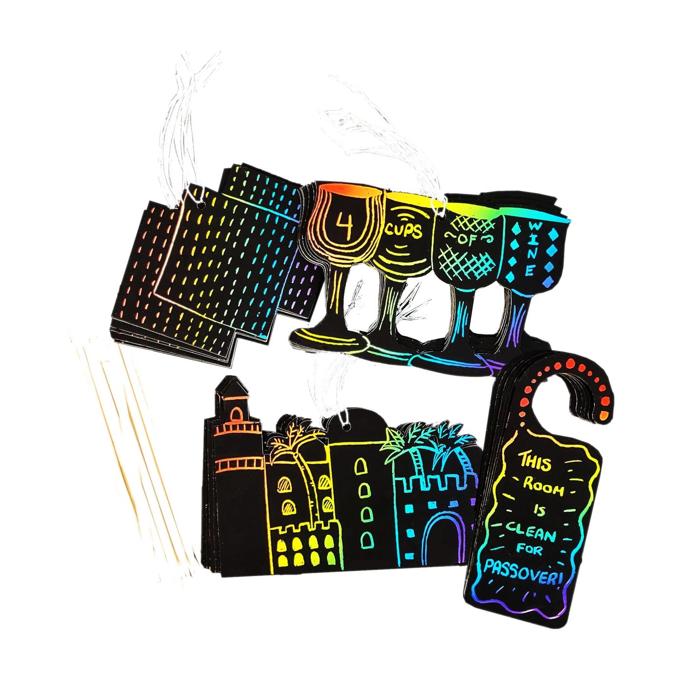 PASSOVER-SCRATCH-PAPER-KIT-MAKES-24-HEADER-ritelite Passover Scratch Paper Art Kit, Makes 24 - Image 1
