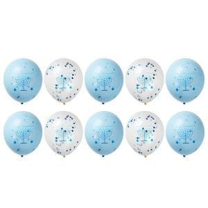 Set Of 10 Chanukah Balloons With Dreidel Shaped Confett… – Rite Lite