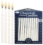 Premium Chanukah Candles – Frosted White on White – Rite Lite – view 4