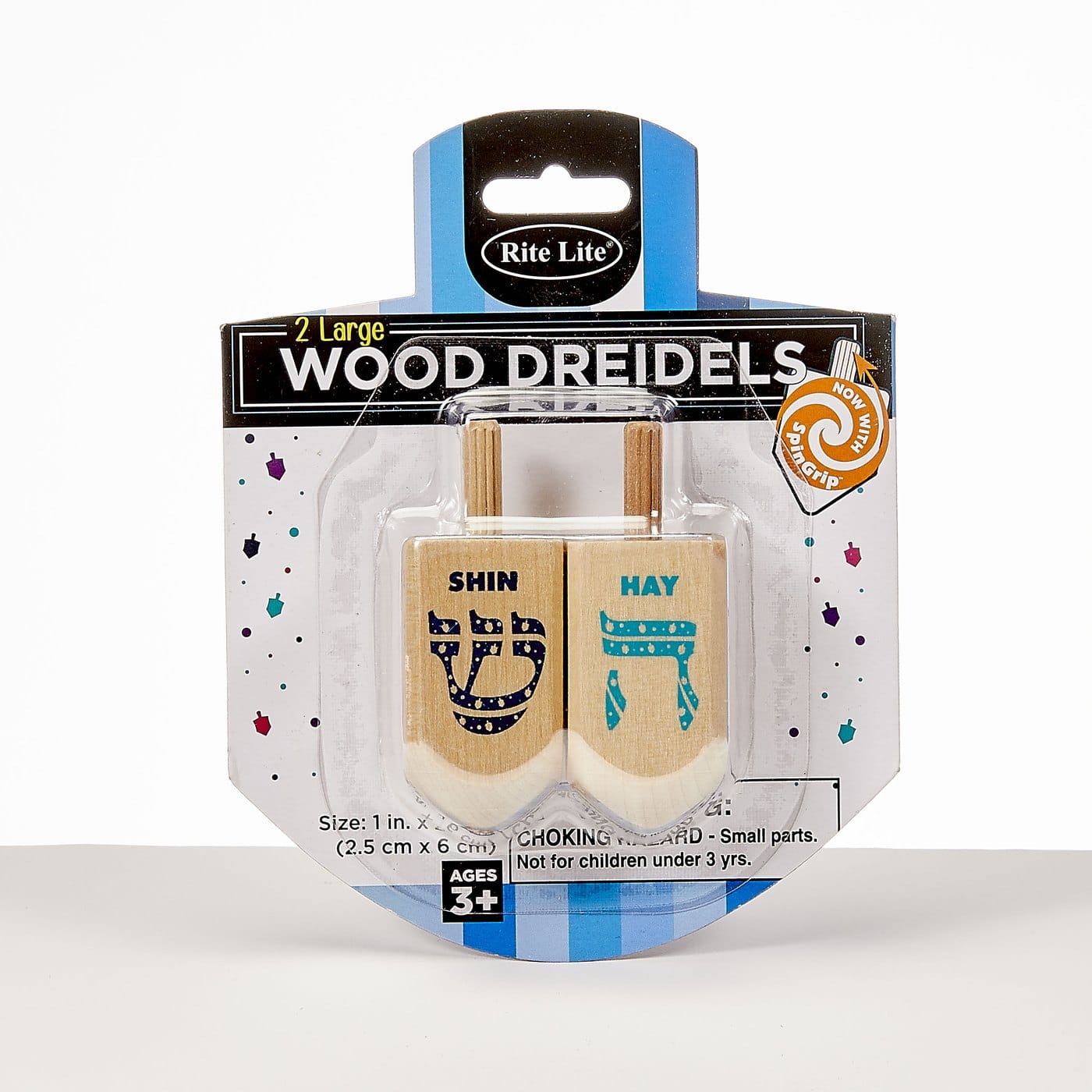 dr-16028-1 2 Large Natural Wood Dreidels – Rite Lite