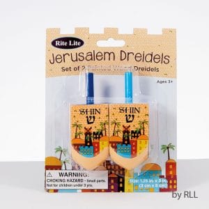 2 Jerusalem Decorated Wood Dreidels – Rite Lite