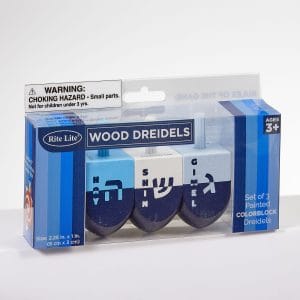 Lg Colorblock Wood Dreidels Handpainted, Shades of Blue – Rite Lite