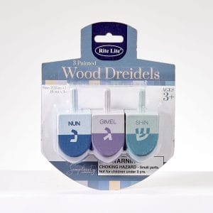 3 Lg Colorblock Handpainted Wood Dreidels,in Simplicity – Rite Lite