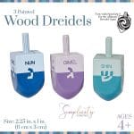 3 Lg Colorblock Handpainted Wood Dreidels,in Simplicity – Rite Lite – view 3