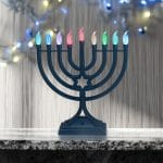Navy LED Glow Menorah, Multifunction & Color Changing – Rite Lite – view 4