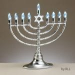 Silvertone LED Menorah with Clear Bulbs, USB Cable Incl… – Rite Lite