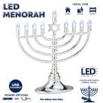 Silvertone LED Menorah with Clear Bulbs, USB Cable Incl… – Rite Lite – view 3