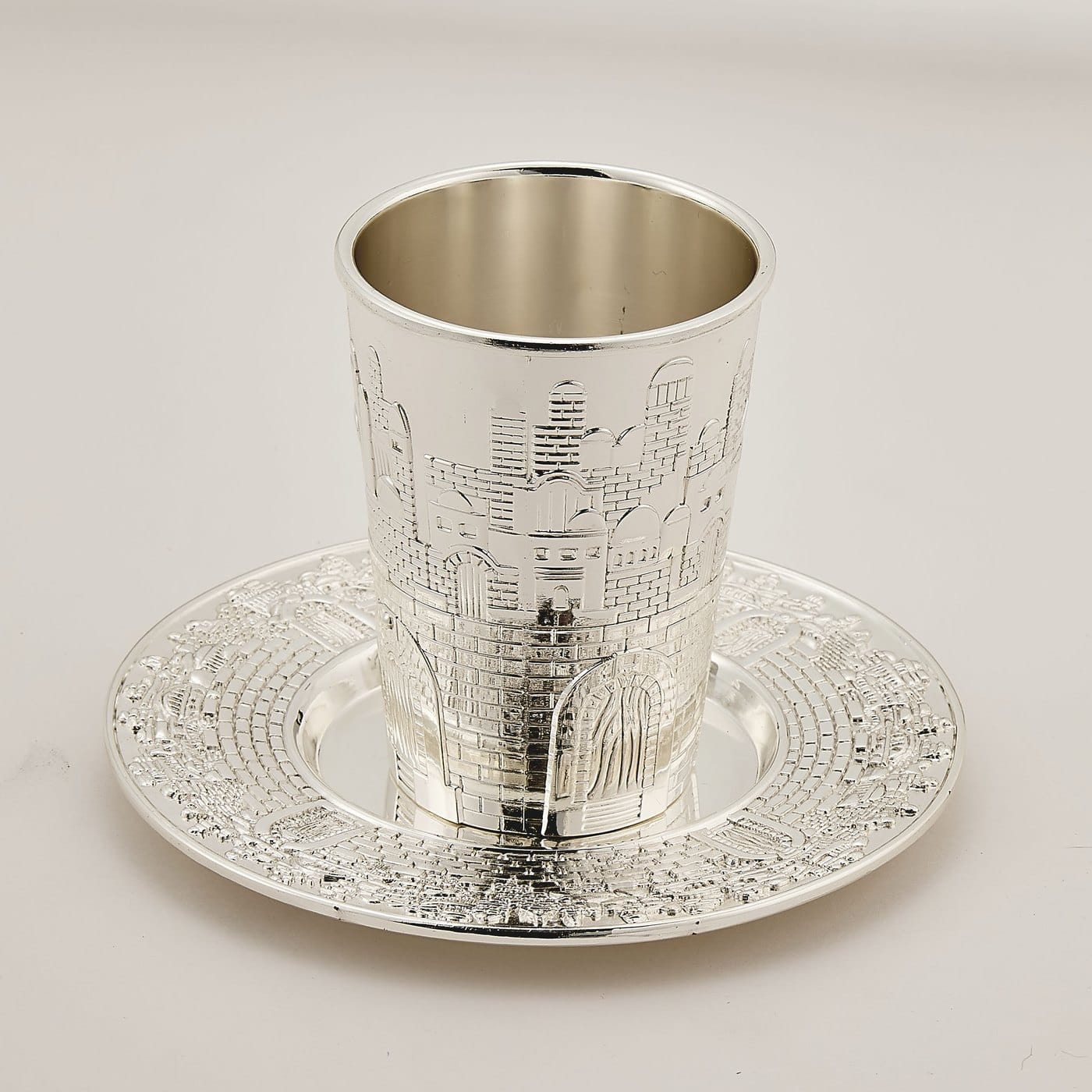 kc-18-1 Jerusalem Design Silverplated Kiddush Cup Set – Rite Lite