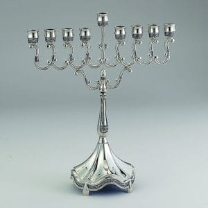 Polished Silvertone Curlicues Menorah – Rite Lite
