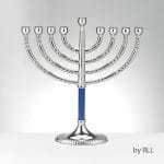 Classic Elegance Menorah with Hammered Blue Accents – Rite Lite