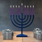 Traditional Hammered Menorah – Matte Navy
