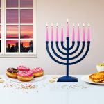Traditional Hammered Menorah – Matte Navy