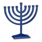 Traditional Hammered Menorah – Matte Navy