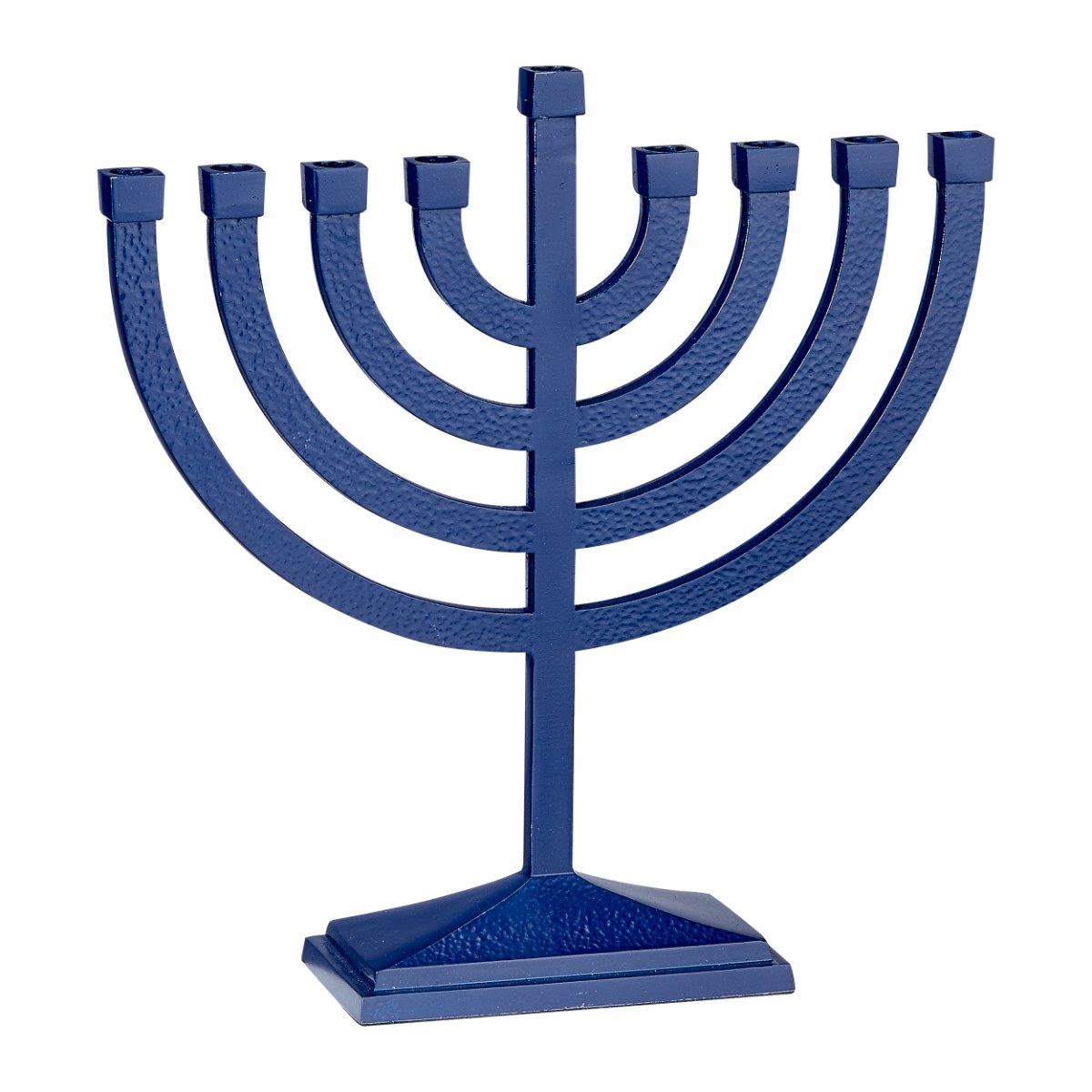 Traditional Hammered Menorah – Matte Navy Traditional Hammered Menorah – Matte Navy