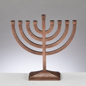 Traditional Aluminum Hammered Menorah – Copper Finish – Rite Lite