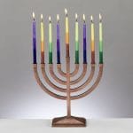 Traditional Aluminum Hammered Menorah – Copper Finish – Rite Lite – view 2