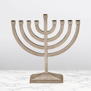 Aluminum Hammered Menorah – Pewter Finish – Rite Lite