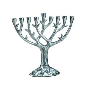 Textured “Tree of Life”™ Menorah – Antiqued Aluminum – Rite Lite
