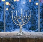 Textured “Tree of Life”™ Menorah – Antiqued Aluminum – Rite Lite – view 2