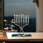 “Blue Marble” Tempered Glass Menorah Drip Tray – Rite Lite – view 3