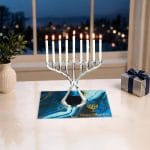 “Blue Marble” Tempered Glass Menorah Drip Tray – Rite Lite – view 4