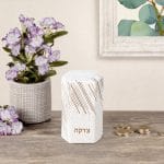 Hexagon Ceramic Tzedakah Box , Gold Accents – Rite Lite – view 3